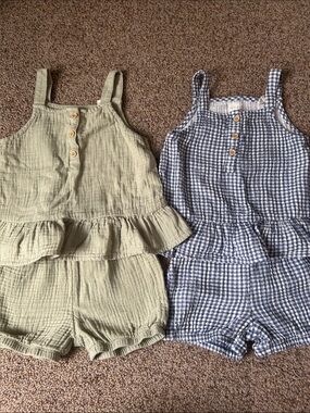 Set of 2 Little Planet Sleeveless Ruffle Romper Set size 4T